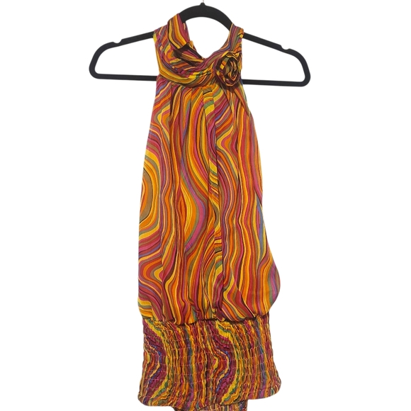 2/20 Nado Backless Halter Blouse | Striped Hippie Boho Top | Size Medium - Picture 3 of 7